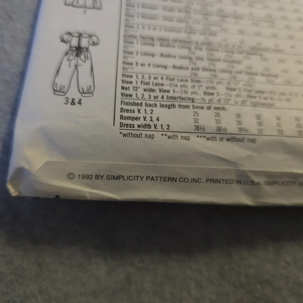 Simplicity UNCUT Sewing Pattern 7698‎ Daisy Kingdom Girls Child Romper Dress 3-5